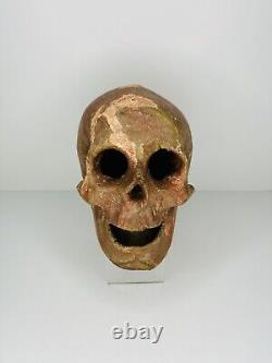 Vintage Skull Prop Handmade Paper Mache? Antique Rare 50s 60s Halloween