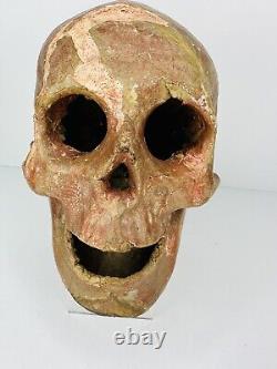 Vintage Skull Prop Handmade Paper Mache? Antique Rare 50s 60s Halloween