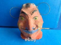 Vintage Small Devil Krambus Head Halloween Mask- Pressed /molded Cardboard-rare