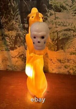 Vintage Tico Toy Witch With Original Skull Halloween Blow Mold Light Up RARE 13