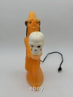 Vintage Tico Toy Witch With Original Skull Halloween Blow Mold Light Up RARE 13