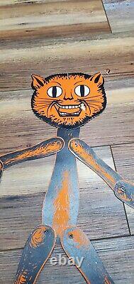 Vintage Ultra Rare Beistle Die Cut Skairo Jointed Snarling Cat, 1929-1931