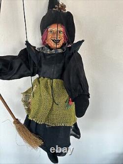 Vintage Witch Marionette Puppet 24 Tall Rare Halloween Scary