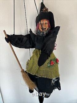 Vintage Witch Marionette Puppet 24 Tall Rare Halloween Scary