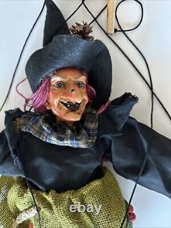 Vintage Witch Marionette Puppet 24 Tall Rare Halloween Scary