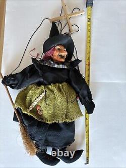 Vintage Witch Marionette Puppet 24 Tall Rare Halloween Scary