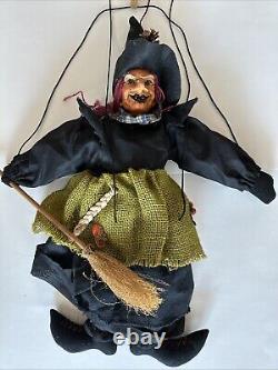 Vintage Witch Marionette Puppet 24 Tall Rare Halloween Scary