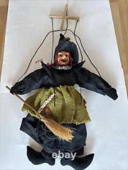 Vintage Witch Marionette Puppet 24 Tall Rare Halloween Scary