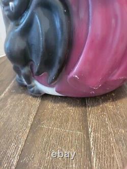 Vintage Witch Trick or Treat Blow Mold with Black Cat and Bat Works! Rare