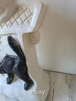 Vintage ghost cat tombstone blow mold RARE drainage Halloween lawn decor rare