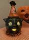 Vintage Style Paper Mache Lantern Halloween Black Cat Handmade Folk Art