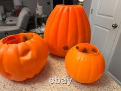 Vtg 1960's Halloween Blow Mold Jack O Lantern Pumpkins Lot of 3 RARE HTF