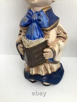 Vtg 1970 Byron Mold Handmade Angel Ceramic Girl Boy Singing Lantern & Book-RARE