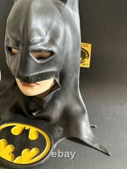 Vtg 80s DC Comics Batman Movie 1989 Cowl Rubber Halloween Mask Tag NOS RARE old