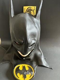 Vtg 80s DC Comics Batman Movie 1989 Cowl Rubber Halloween Mask Tag NOS RARE old