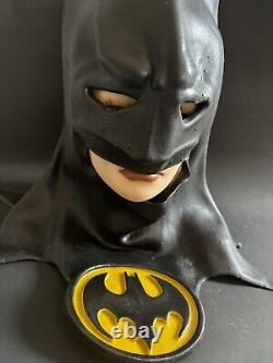 Vtg 80s DC Comics Batman Movie 1989 Cowl Rubber Halloween Mask Tag NOS RARE old