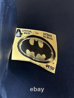 Vtg 80s DC Comics Batman Movie 1989 Cowl Rubber Halloween Mask Tag NOS RARE old