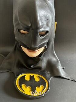 Vtg 80s DC Comics Batman Movie 1989 Cowl Rubber Halloween Mask Tag NOS RARE old