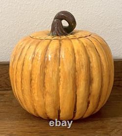 Vtg Atlantic Mold Ceramic Jack O Lantern Pumpkin Large 10 RARE Halloween