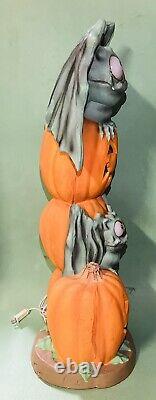 Vtg Bat and Pumpkin Head Totem Halloween Blow Mold, Trendmaster Lighted, RARE