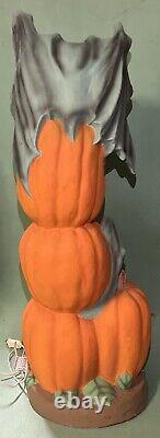 Vtg Bat and Pumpkin Head Totem Halloween Blow Mold, Trendmaster Lighted, RARE