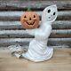 Vtg Ceramic Light Up Running Ghost With Jack O Lantern Pumpkin 12 Rare