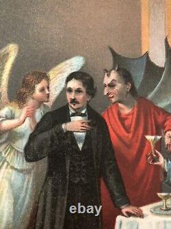 Vtg Devil Decorative Litho Halloween RARE Evil Dark Art Goth Death Mystic Demon
