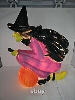 Vtg Flying Witch Halloween Blow Mold Union Products Don Featherstone RARE