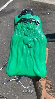 Vtg Green WITCH Halloween Light Up Blow Mold RARE