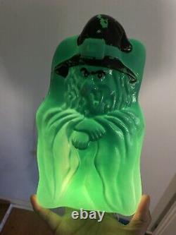 Vtg Green WITCH Halloween Light Up Blow Mold RARE