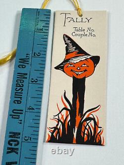 Vtg Halloween Bridge Game Tally Card Tag Scarecrow Pumpkin Witch RARE
