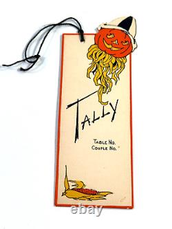 Vtg Halloween Gibson RARE Bridge Tally Card Tag Scarecrow Pumpkin