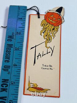 Vtg Halloween Gibson RARE Bridge Tally Card Tag Scarecrow Pumpkin