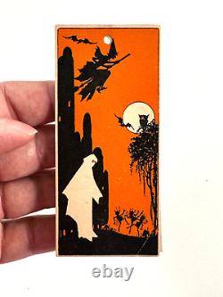 Vtg Halloween RARE 20s 30s Cincinnati Art Ghost Witch Tally Card