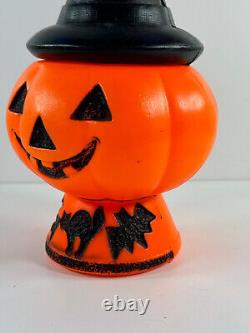 Vtg Halloween RARE Pumpkin Jack-O-Lantern Blow Mold Witch Hat bats NICE