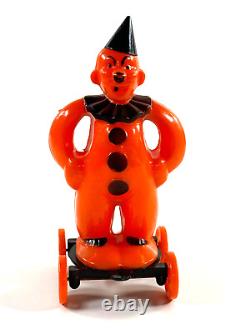 Vtg Halloween Rosen Rosbro candy container RARE Zook the Clown pull toy hat