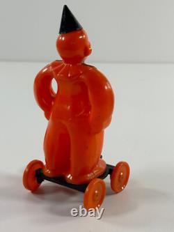 Vtg Halloween Rosen Rosbro candy container RARE Zook the Clown pull toy hat