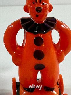 Vtg Halloween Rosen Rosbro candy container RARE Zook the Clown pull toy hat