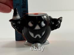 Vtg Halloween Rosen Rosbro candy container RARE all BLACK pumpkin witch cat