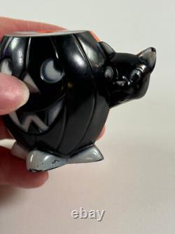 Vtg Halloween Rosen Rosbro candy container RARE all BLACK pumpkin witch cat