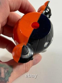 Vtg Halloween Rosen Rosbro candy container RARE all BLACK pumpkin witch cat