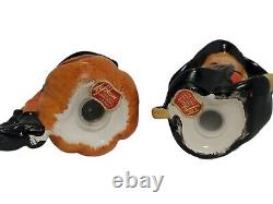 Vtg Lefton Teen Witches Pumpkin Broom Salt & Pepper Shakers HTF Rare Halloween