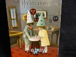 Vtg. RARE Gel Halloween Postcard-MINT- never used or posted-Girls Popping