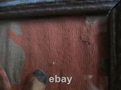 Vtg RARE Halloween German Embossed Die Cut WITCH on BROOM Pressed Cardboard Fra