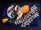 Vtg. Rare-halloween Postcard-beautiful Witch Riding Her Broom Withjol Head Lights