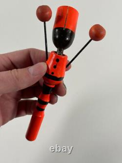 Vtg RARE Japanese Wood Halloween Black Cat Noise Maker 1950s japan