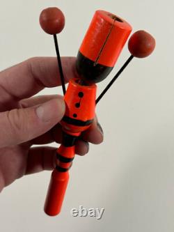 Vtg RARE Japanese Wood Halloween Black Cat Noise Maker 1950s japan