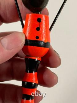 Vtg RARE Japanese Wood Halloween Black Cat Noise Maker 1950s japan