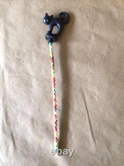 Vtg ROSBRO Black Cat & Witch Halloween Candy Tube Straw Toy Plastic RARE