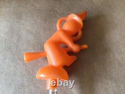 Vtg ROSBRO Black Cat & Witch Halloween Candy Tube Straw Toy Plastic RARE
